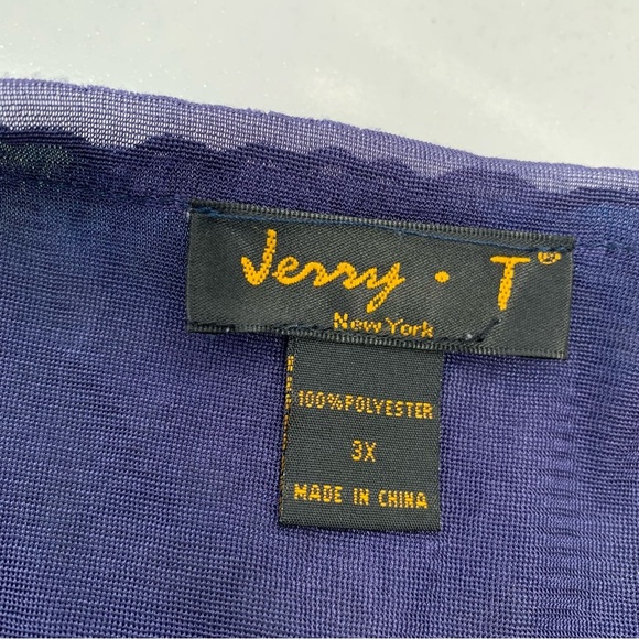 Jerry T Bouse Top Woman 3X  Purple Celestial Print Sheer Lined Flare Sleeve Boho - Picture 6 of 9